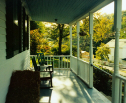 Front porch of the Dauphine in  early fall.